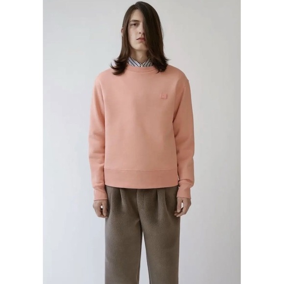 Acne Studios Fairview Face Cotton Peach Pink Sweatshirt - Unisex - XS - Picture 1 of 14